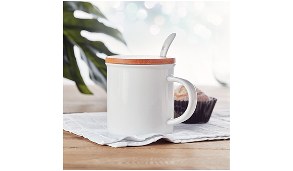 TAZA PORCELANA CON TAPA PERSONALIZADA